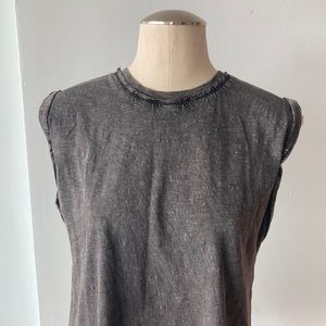 Pilcro wash dyed grey crew neck sleeveless top